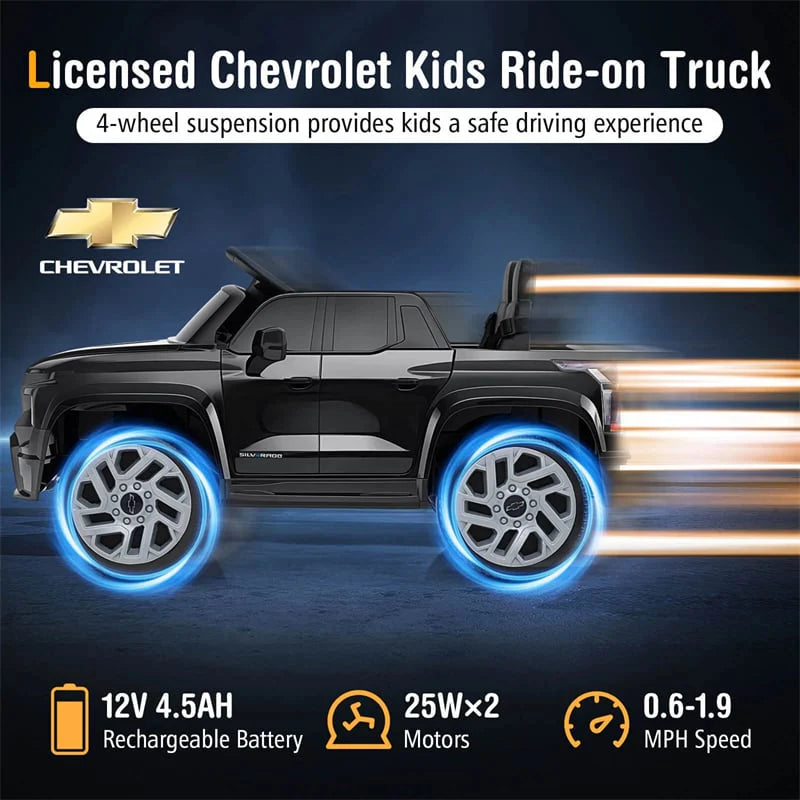 12V Licensed Chevrolet Ride On Truck Car Kids Electric Vehicle with Remote Control, Rear Storage, Lights - Product image 6