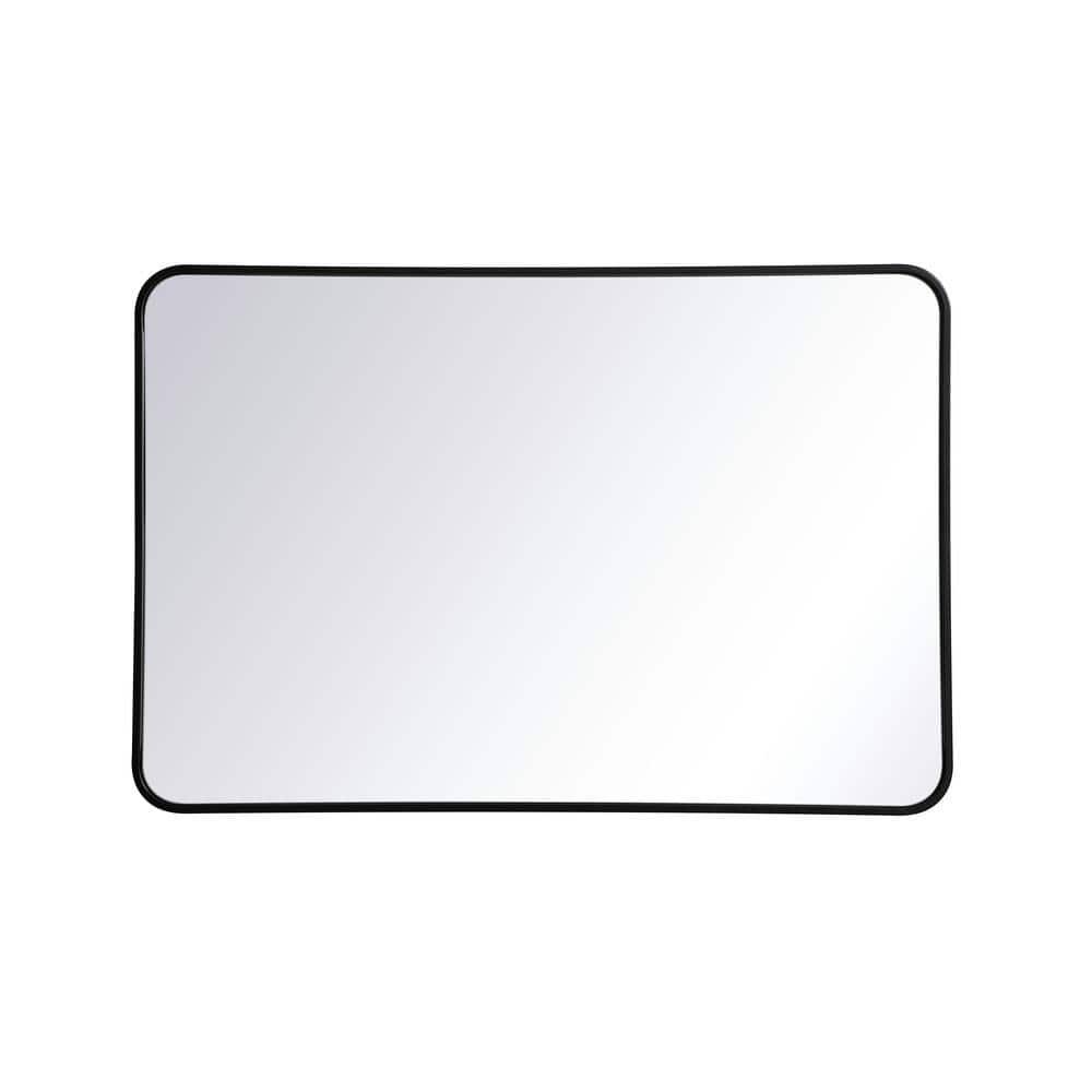 WM1602740BK Timeless Home 40 in. H x 27 in. W Black Modern Soft Corner Rectangular Wall Mirror - Product image 1