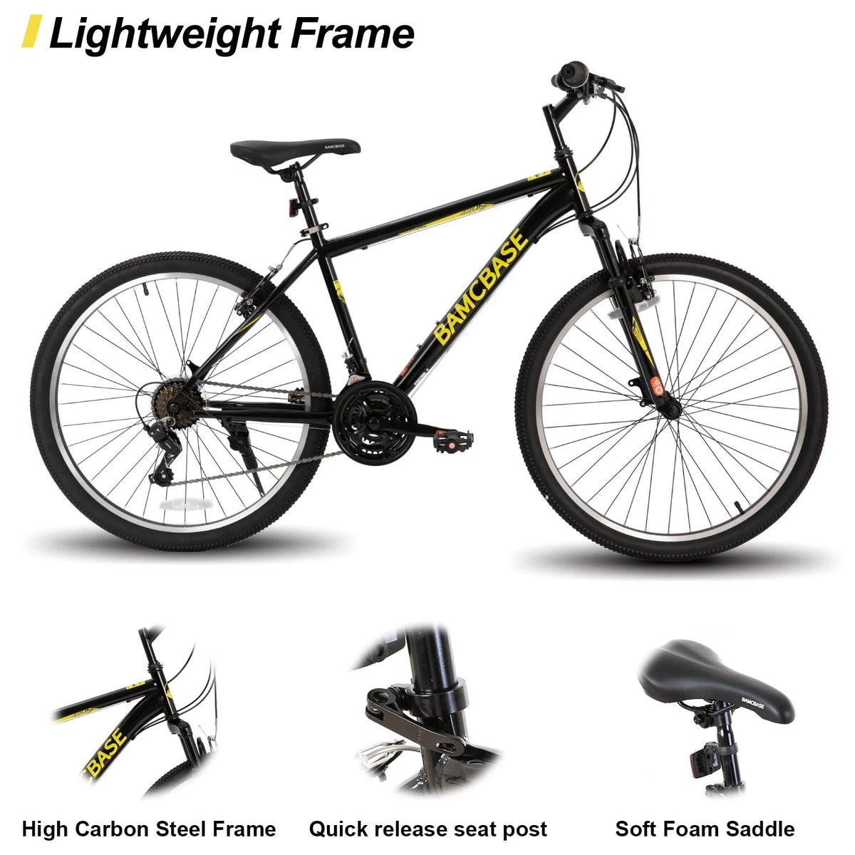 Hiland 26 27.5 29 in Mountain Bike, Mens Womens MTB with 21 Speeds, High - Tensile Steel Frame, V Brake - Product image 6