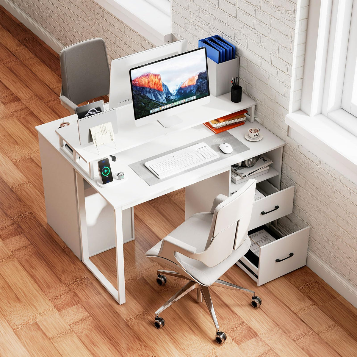 Tangkula 48" Computer Desk with 2 Storage Drawers & Power Outlets - Product image 4