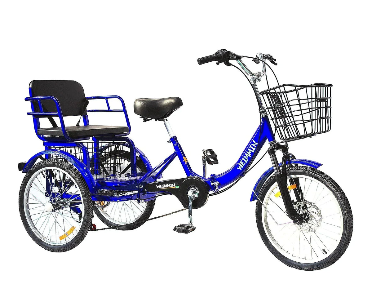 Tricycle 7 Speed, 20 inch 3 Wheel Bikes Folding Tricycle for Adults Star Strip Blue - Product image 1