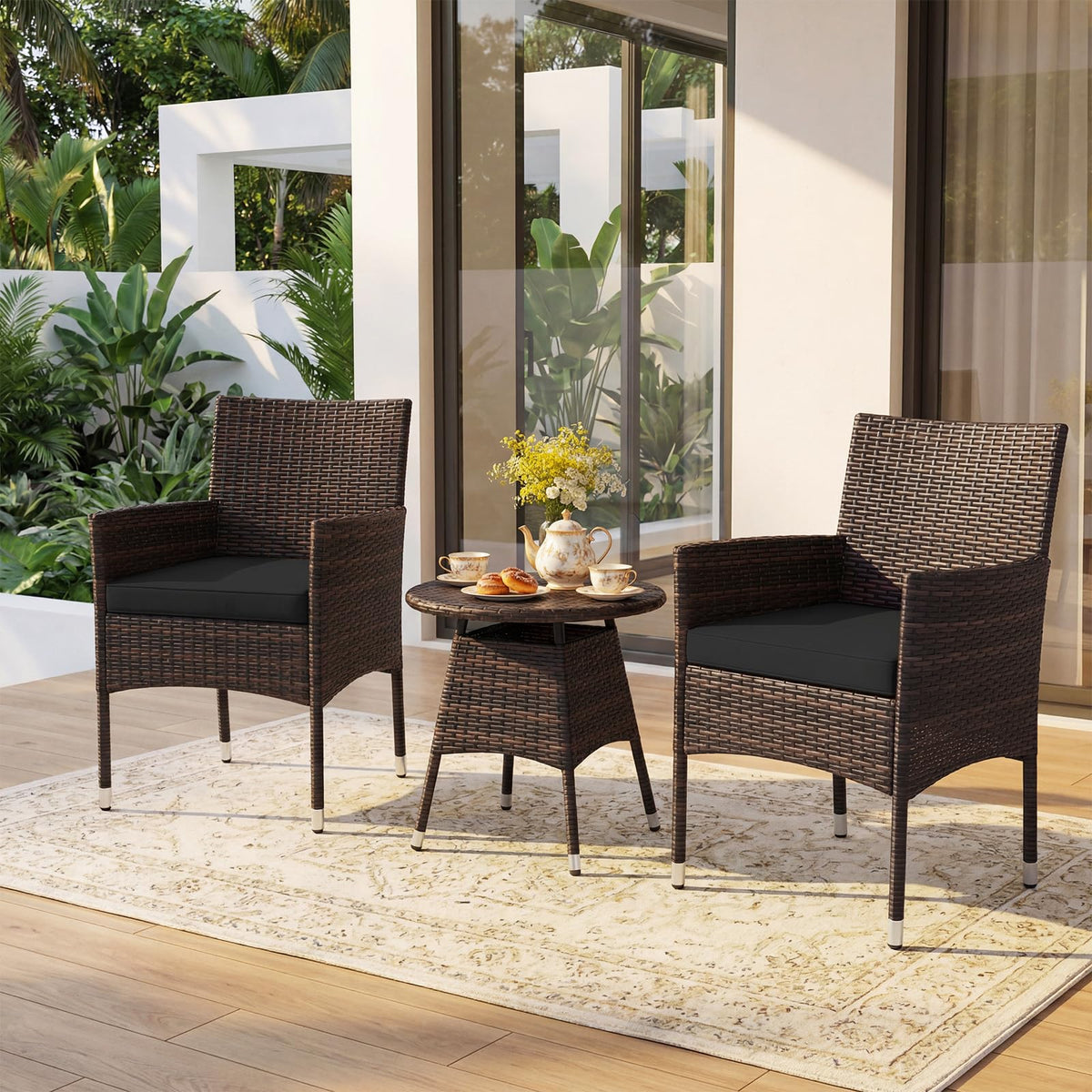 Tangkula 3 Piece Patio Furniture Set - Hand-Woven PE Wicker Conversation Set - Product image 4