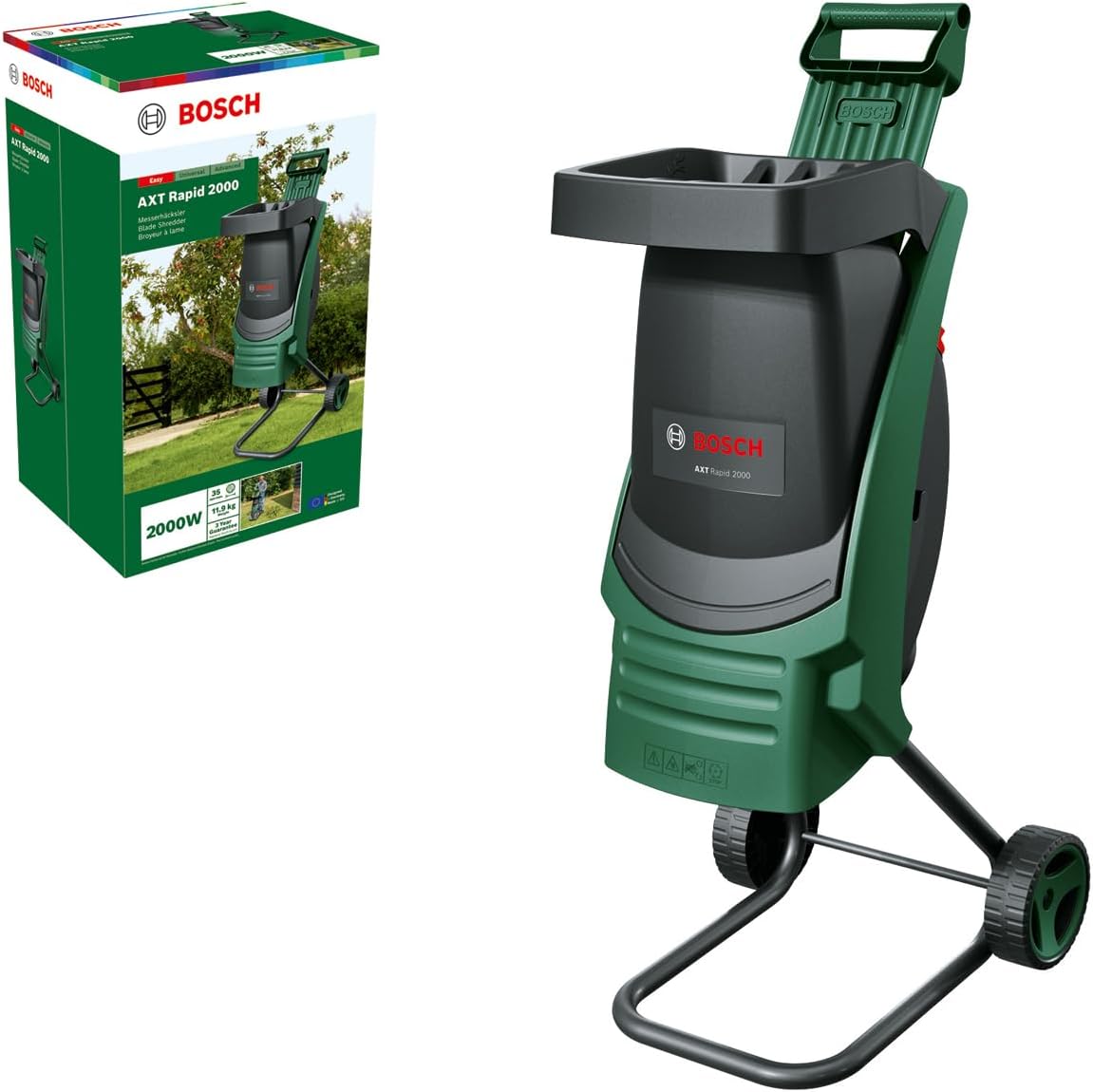 Bosch AXT Rapid 2000 Plant shredder (for powerful shredding of garden debris; powerful 2000 W motor)