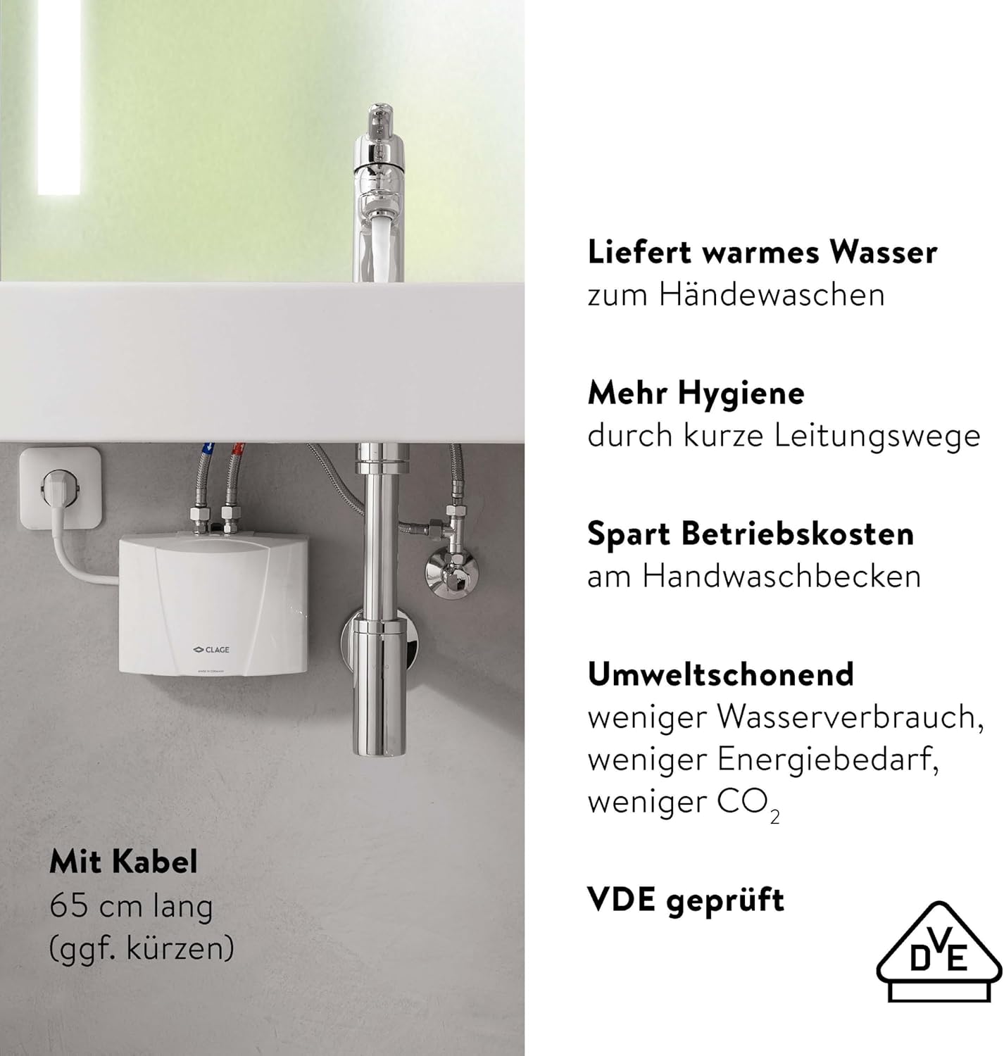 Clage MBH 3 - Small tankless water heater (pressure resistant)