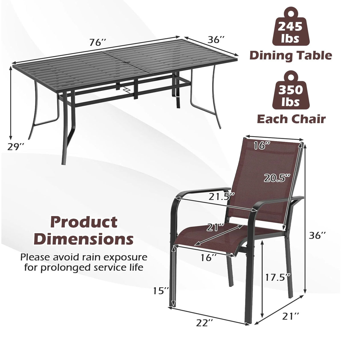 Tangkula 9 Pieces Patio Dining Set for 8 - Product image 3