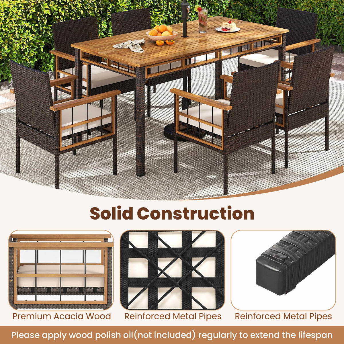 Tangkula Acacia Wood Wicker Patio Dining Chairs Set of 2/4 - Product image 7