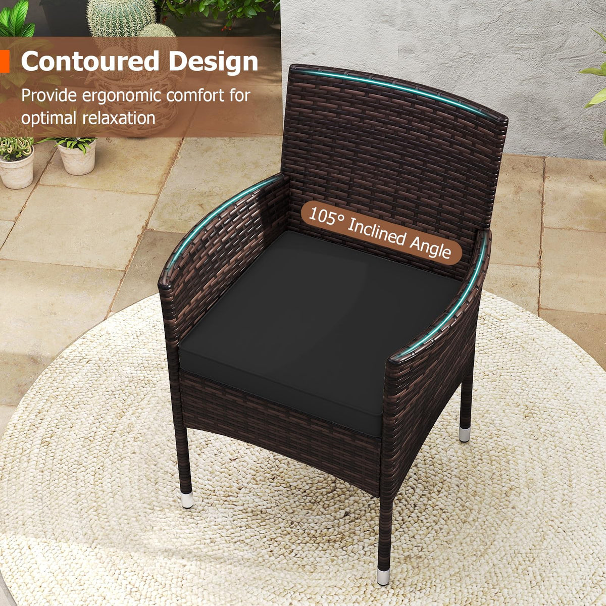 Tangkula 3 Piece Patio Furniture Set - Hand-Woven PE Wicker Conversation Set - Product image 8