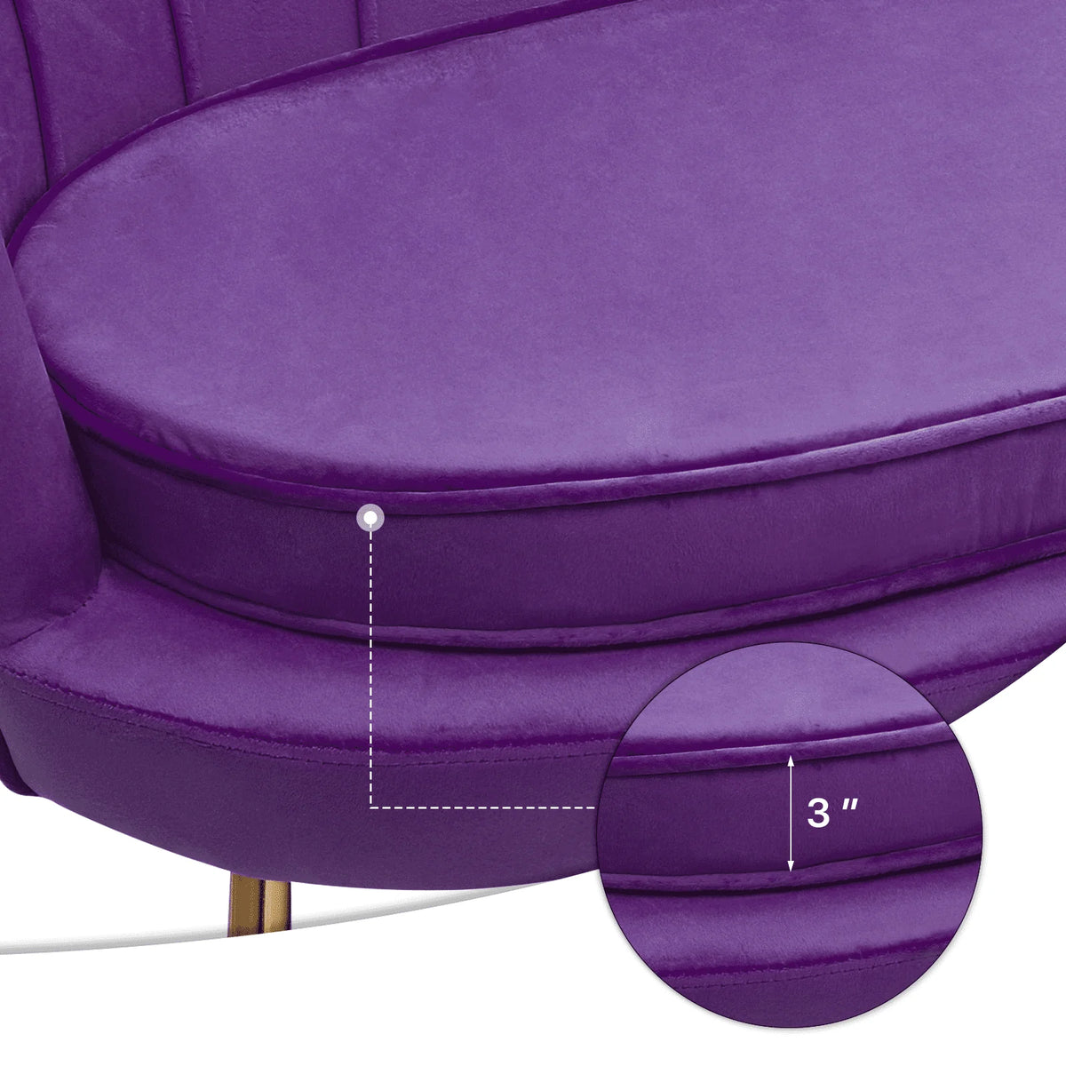 Monibloom Contemporary Velvet Loveseat Chair with Gold - Finished Metal Legs, 2 - Product image 9