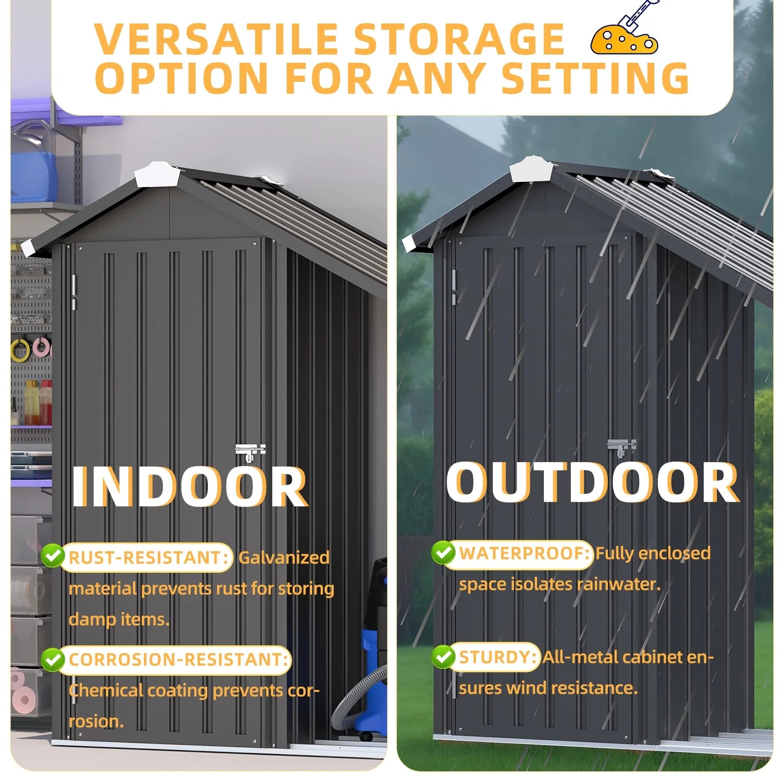 AECOJOY Outdoor Storage Cabinet Waterproof with Shelves and Lean to Open-Sided Firewood Racks - Product image 6