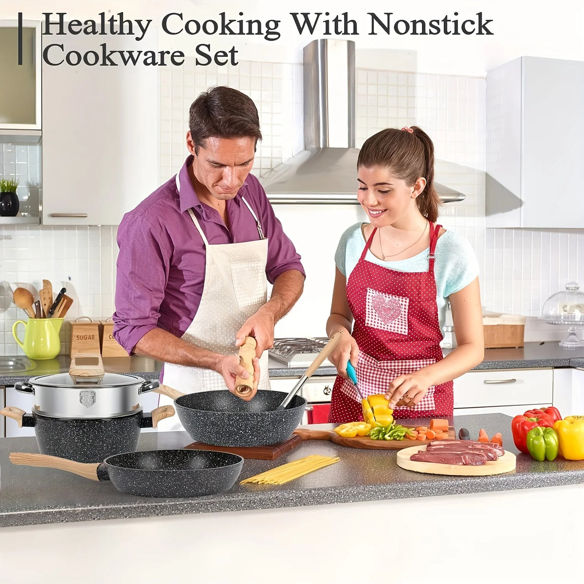 Non - Stick 12 POTS and Pans Set, Cookware Set, Including Frying Pan, Steamer - Product image 10