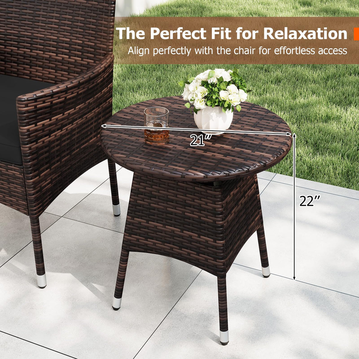Tangkula 3 Piece Patio Furniture Set - Hand-Woven PE Wicker Conversation Set - Product image 7