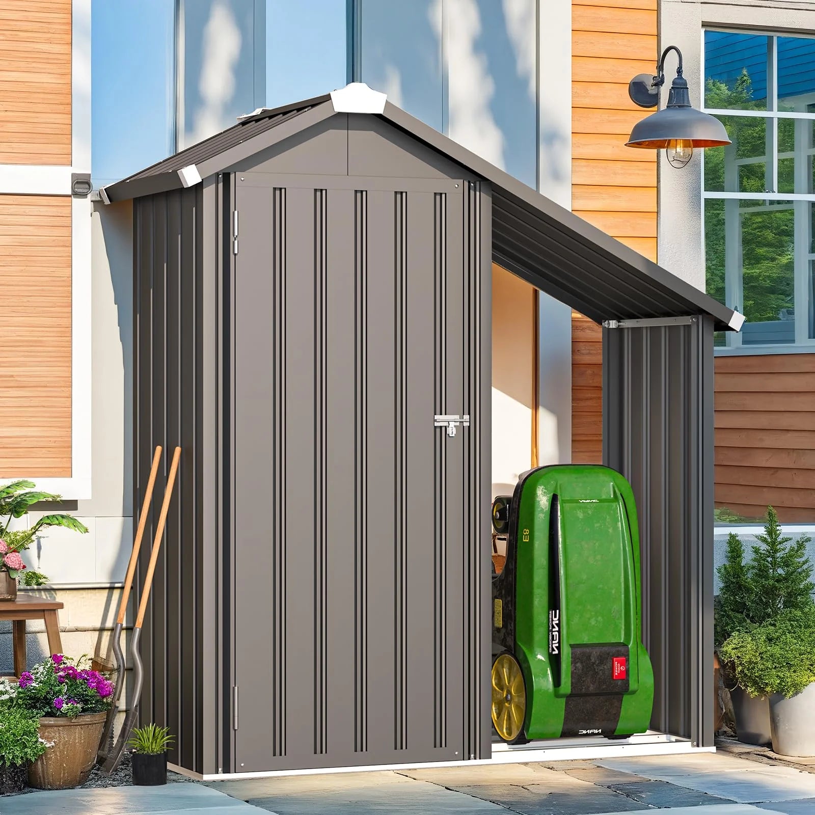AECOJOY Outdoor Storage Cabinet Waterproof with Shelves and Lean to Open-Sided Firewood Racks - Product image 5