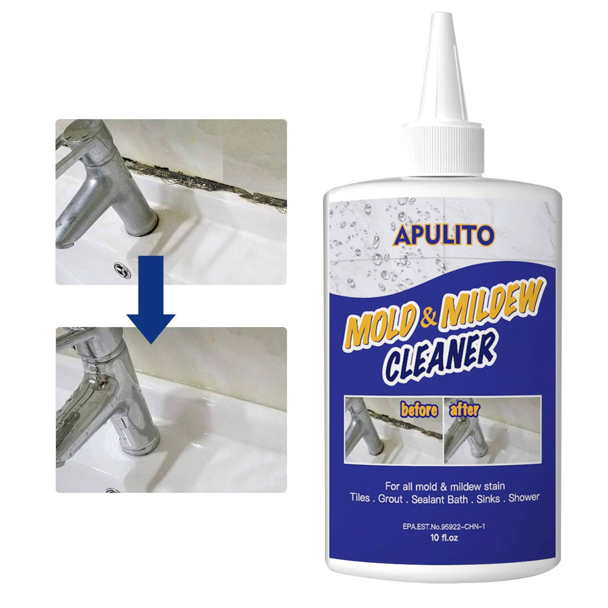 APULITO Home Mold Stain Cleaning Gel Mildew Cleaner Gel for Bathroom Kitchen Household 10 fl oz (Pack of 1) - Product image 1