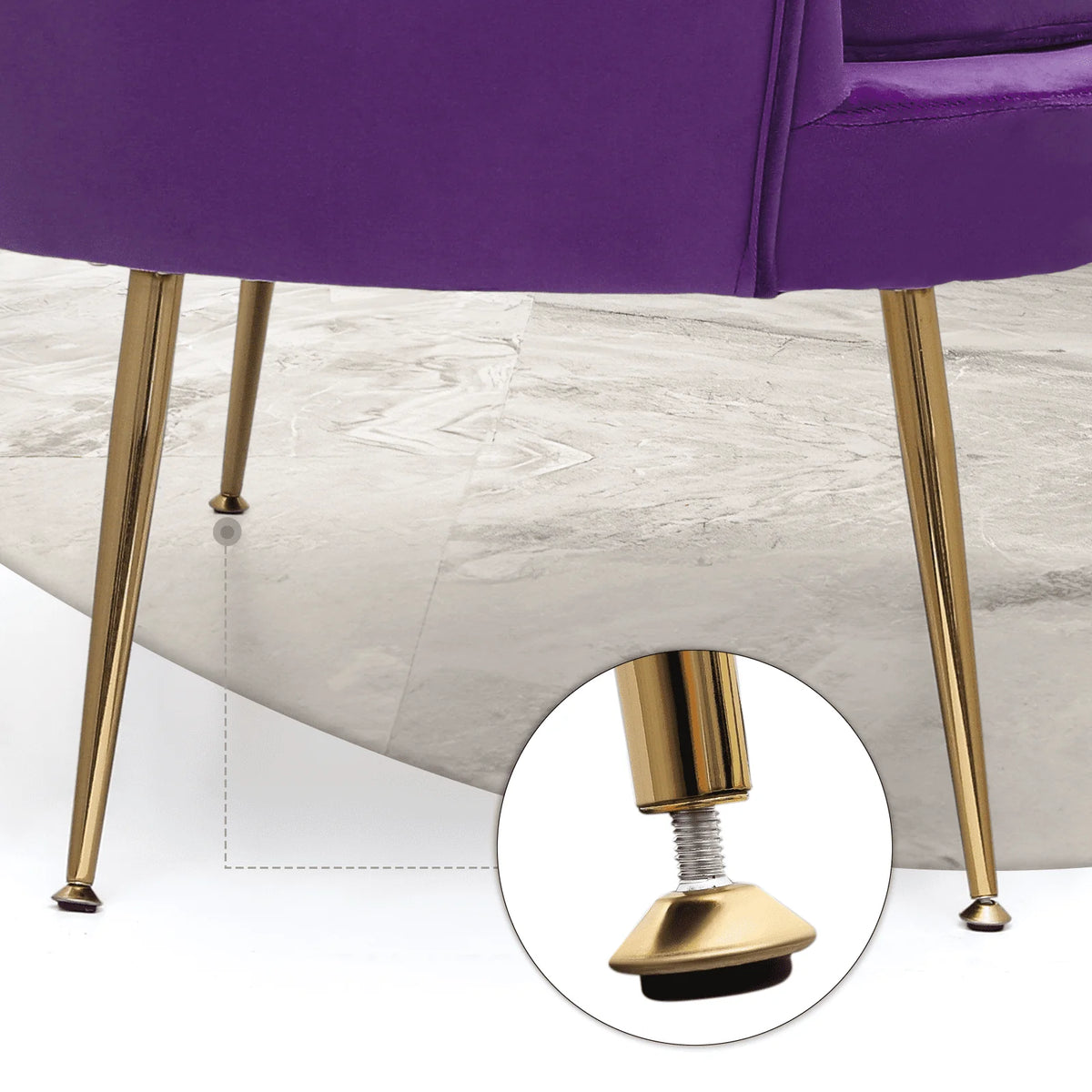 Monibloom Contemporary Velvet Loveseat Chair with Gold - Finished Metal Legs, 2 - Product image 12