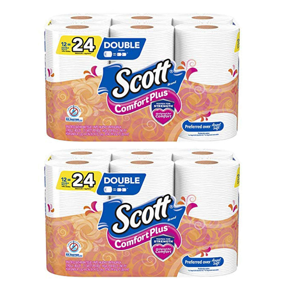 Scott ComfortPlus Toilet Paper, 12 Double Rolls, Bath Tissue (2 Pack) - Product image 1