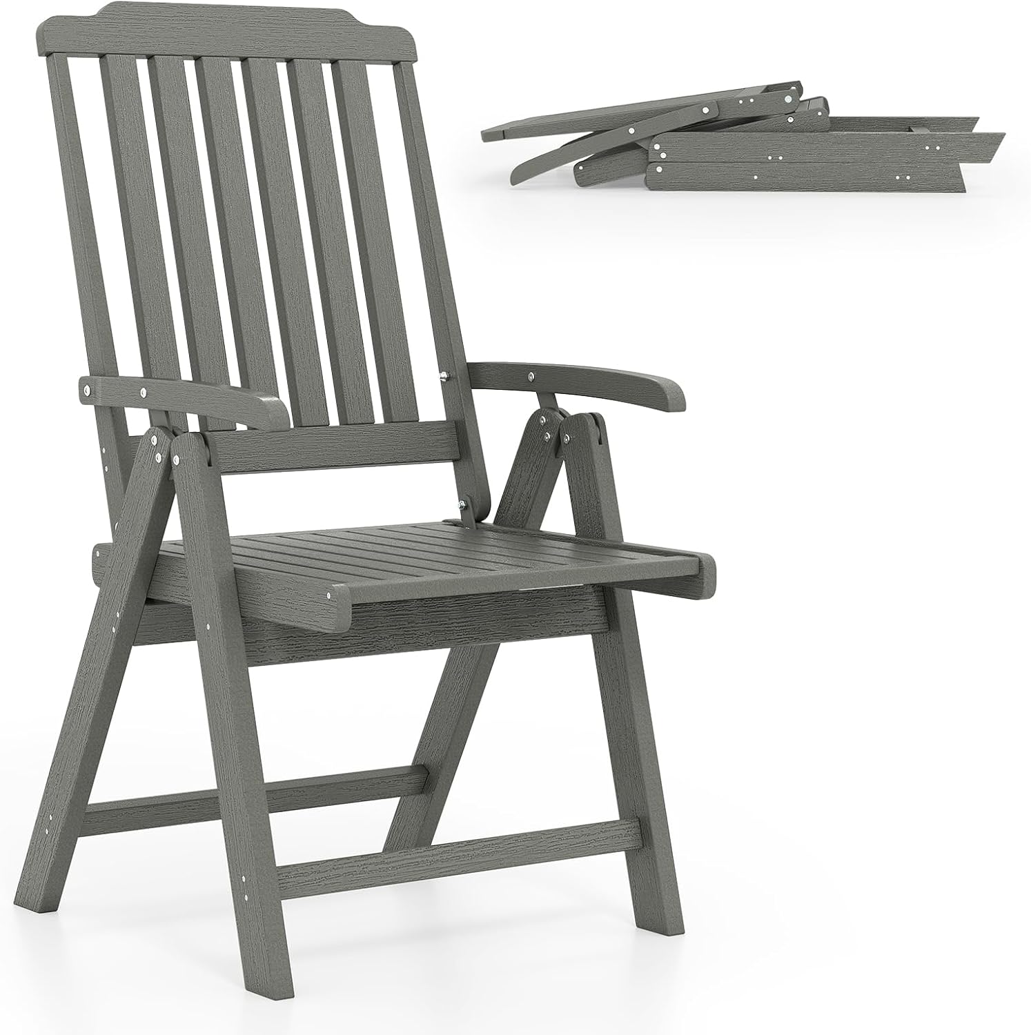 Tangkula Foldable Patio Chair All-Weather HDPE Outdoor Dining Chair with Armrest - Product image 10