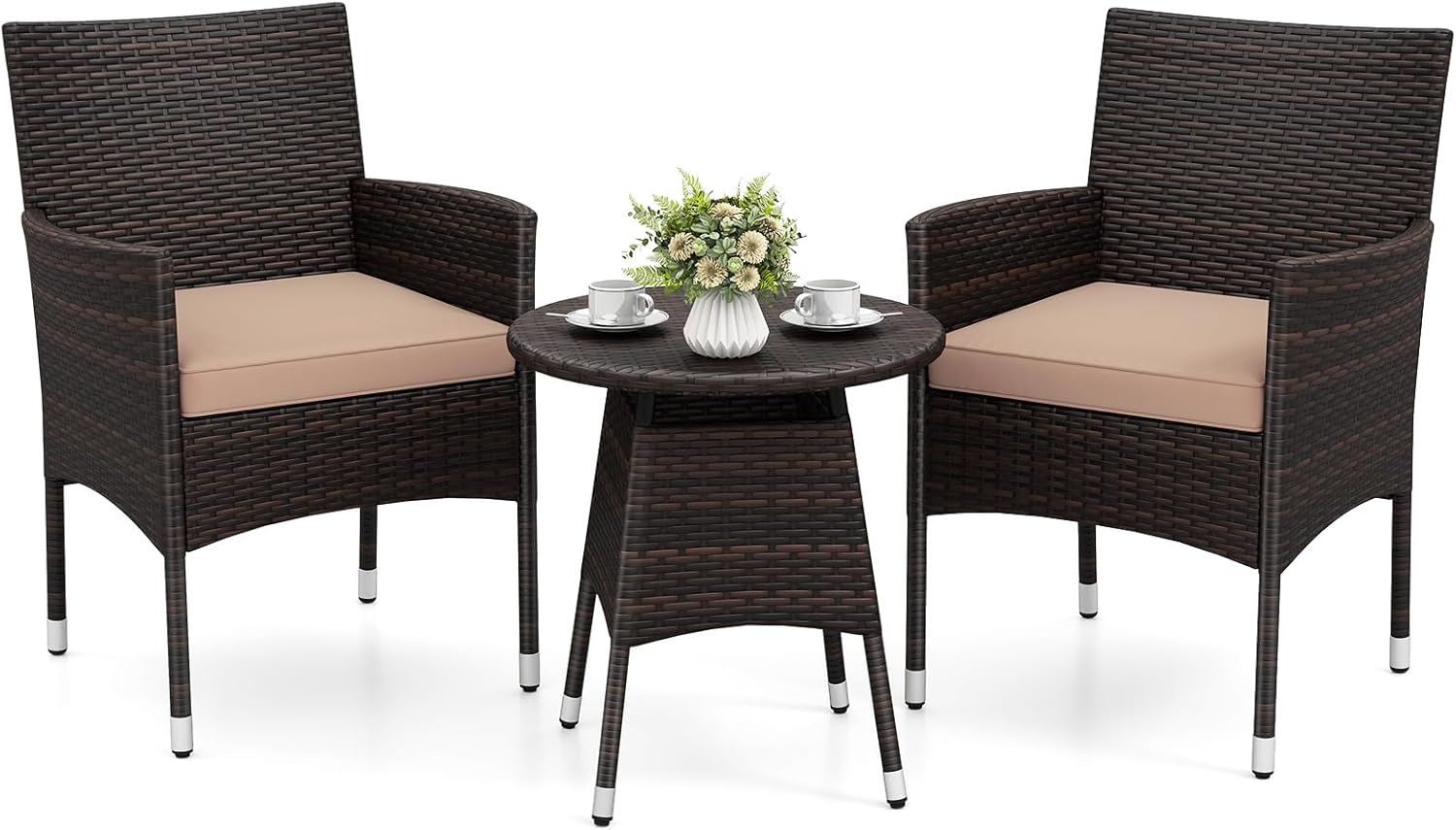 Tangkula 3 Piece Patio Furniture Set - Hand-Woven PE Wicker Conversation Set - Product image 10