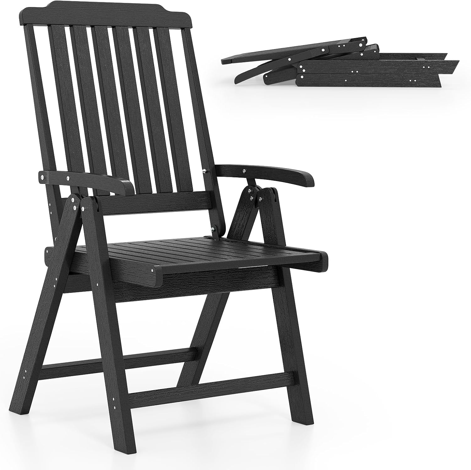 Tangkula Foldable Patio Chair All-Weather HDPE Outdoor Dining Chair with Armrest - Product image 11
