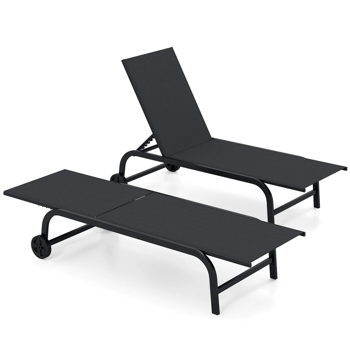 Tangkula Lounge Chair Outdoor 6-Position Recliner Metal Frame Breathable Fabric (1/2) - Product image 10