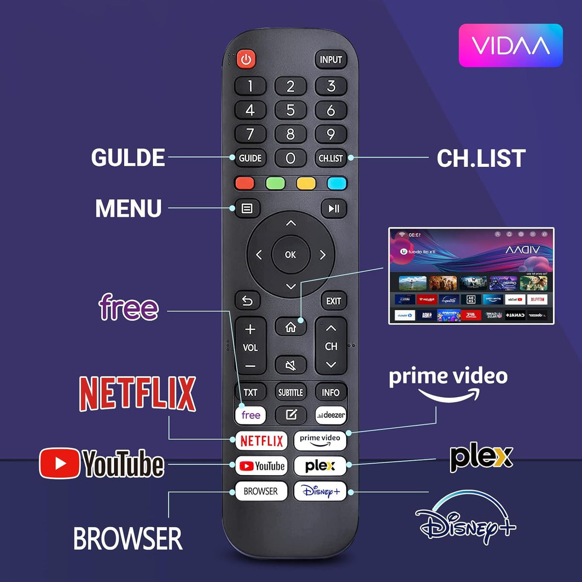 RCA VRS32HQ1 Smart TV 32 inches (80 cm) WiFi VIDAA Connected Borderless Televisions with Triple Tuner (DVB-C/S2/-T2) Molotov Netflix Prime Video + Youtube - 2024