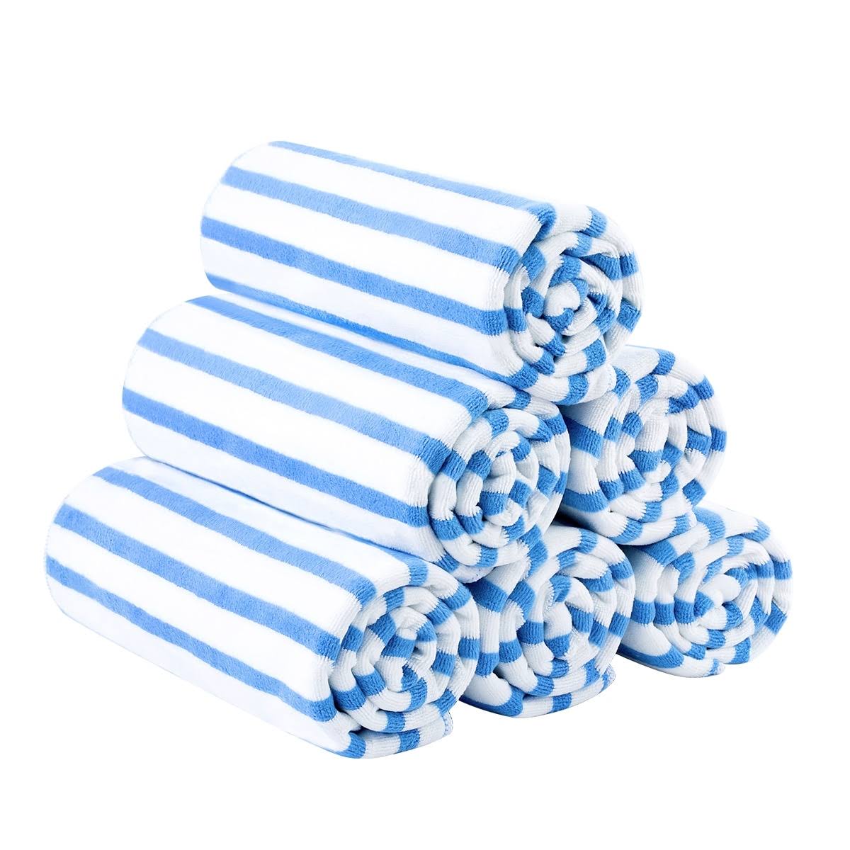 Jml 6-Pack Cabana Striped Beach Towel Bath Towel Blue, Size: 27 - Product image 1
