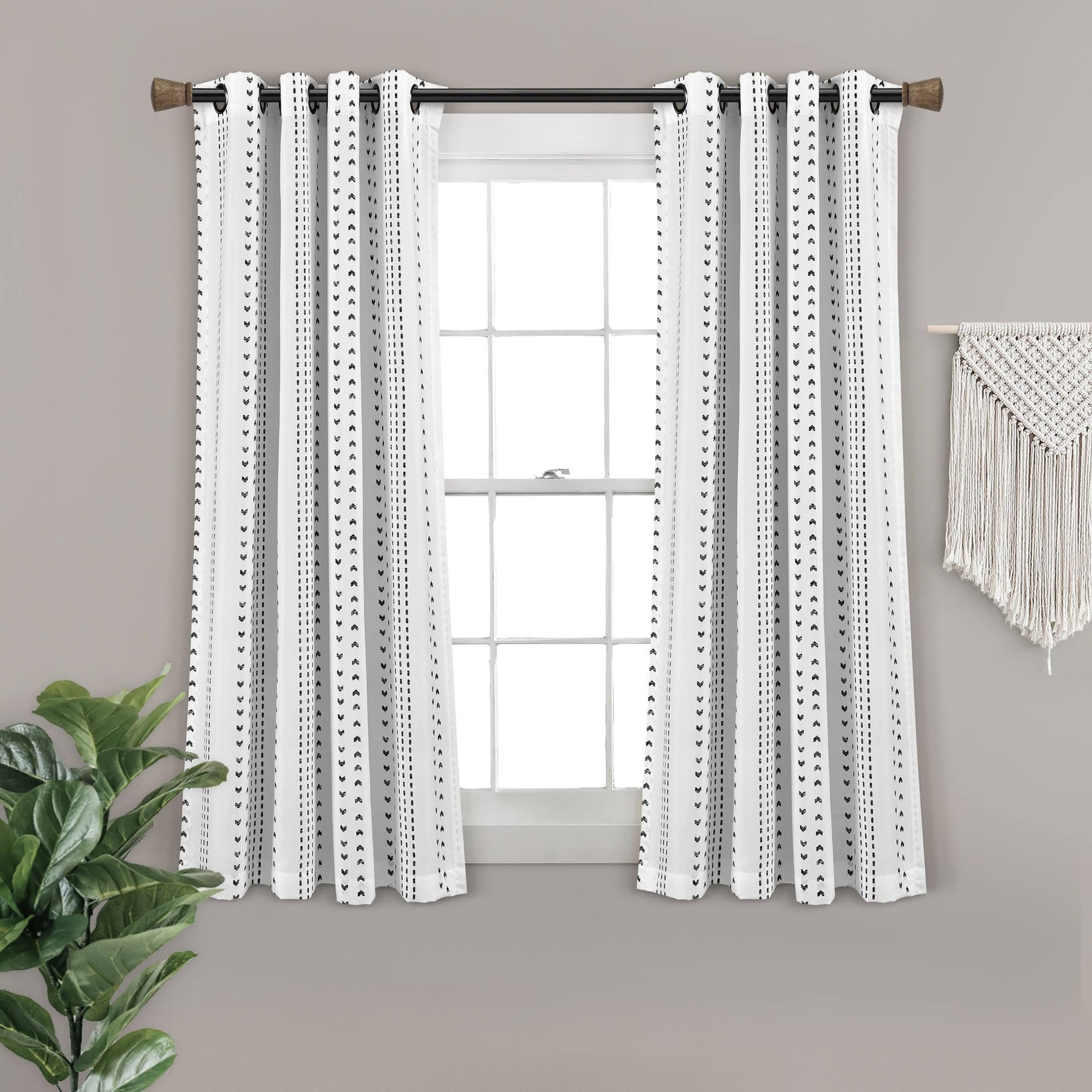 Lush Decor Hygge Stripe Window Curtain Panels Black/White 52x84 Set - Product image 1
