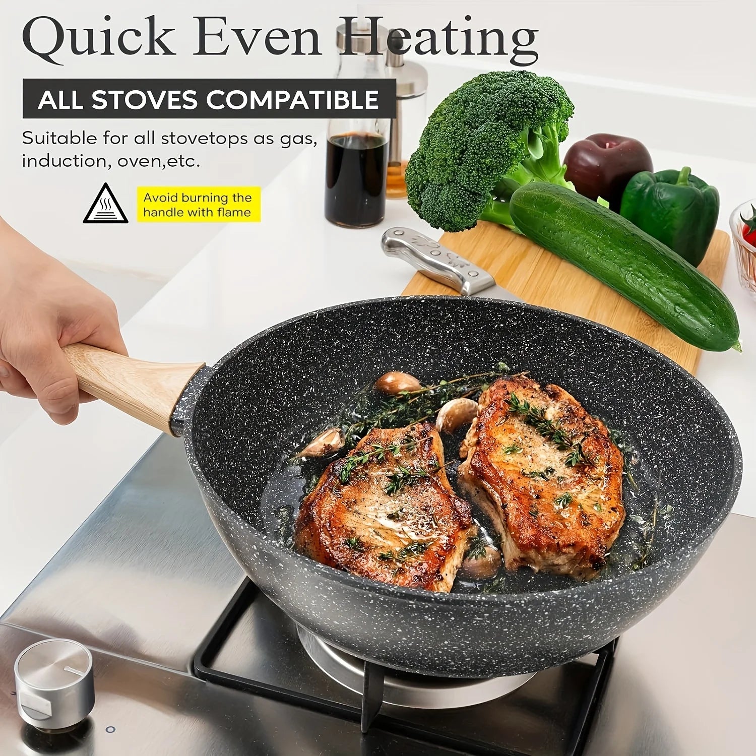 Non - Stick 12 POTS and Pans Set, Cookware Set, Including Frying Pan, Steamer, Silicone Spatula and Tongs - Product image 7