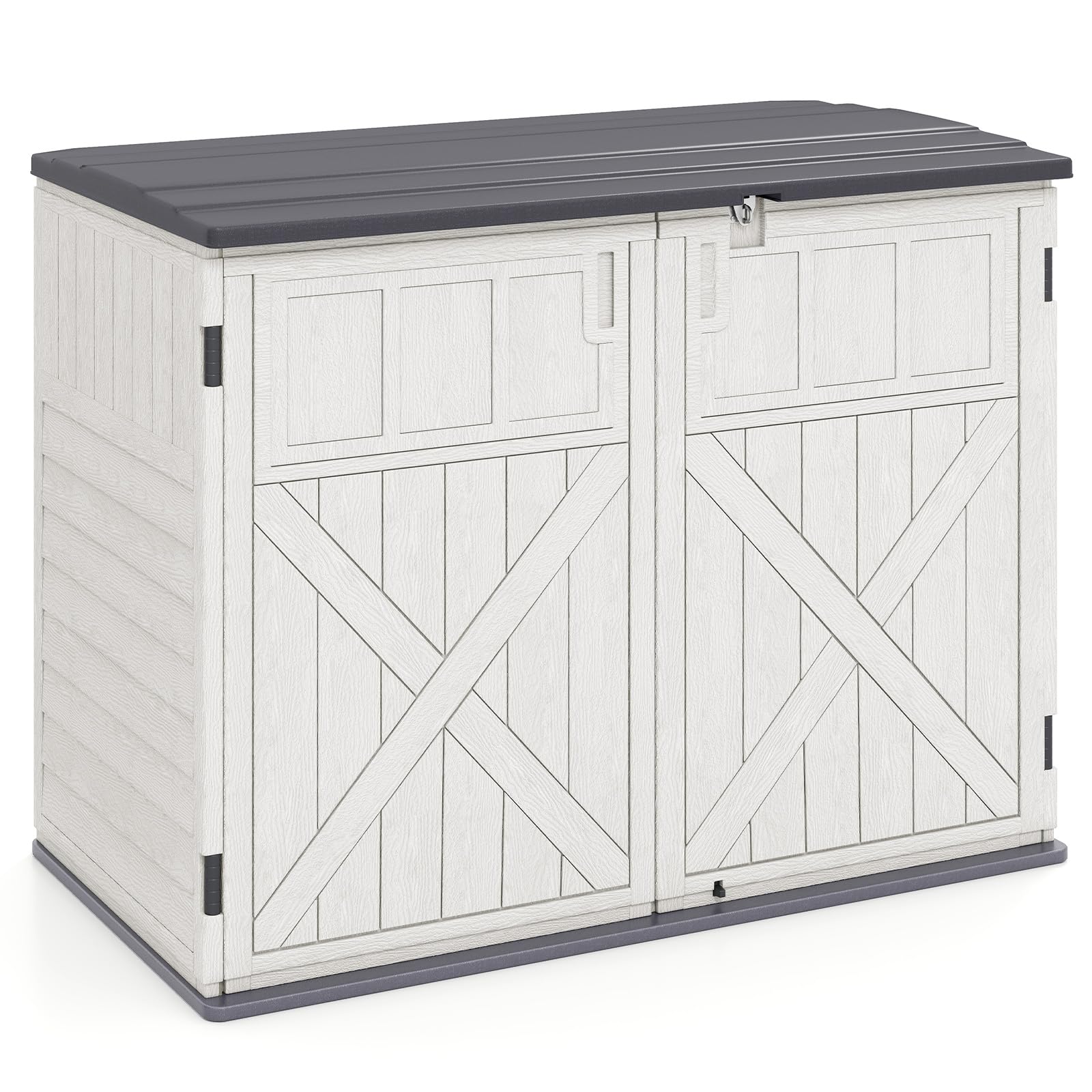 Tangkula Large Outdoor Storage Cabinet 20 Cu.Ft Horizontal Resin Storage Shed - Product image 1