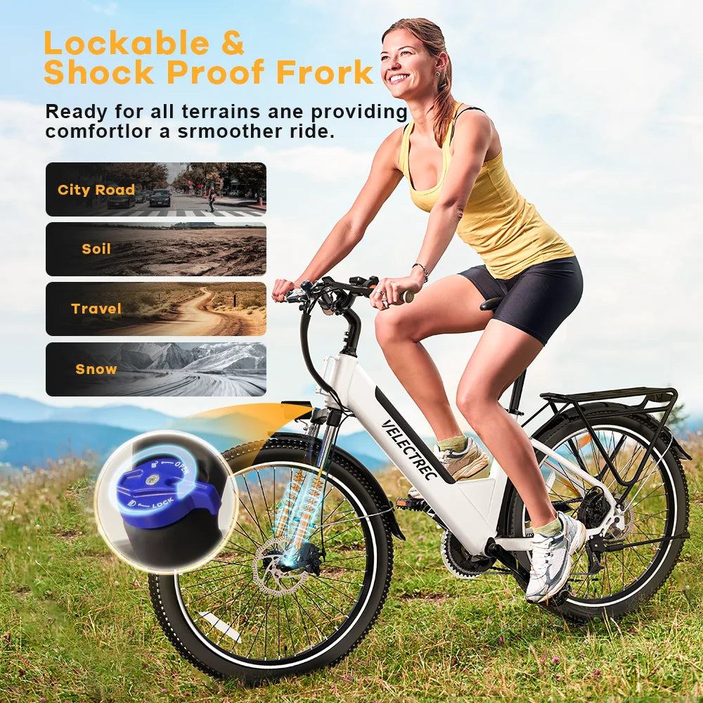 Velectrec Electric Bike 750W Motor, 26" Fat Tire 48V 10.4ah Battery 35 - 50miles Ebike - Product image 6