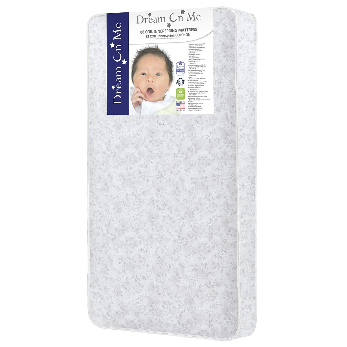 on Me Twinkle 5 88 Coil Crib and Toddler Mattress. Morning Mist Floral. Greenguard Gold Certified - Product image 7