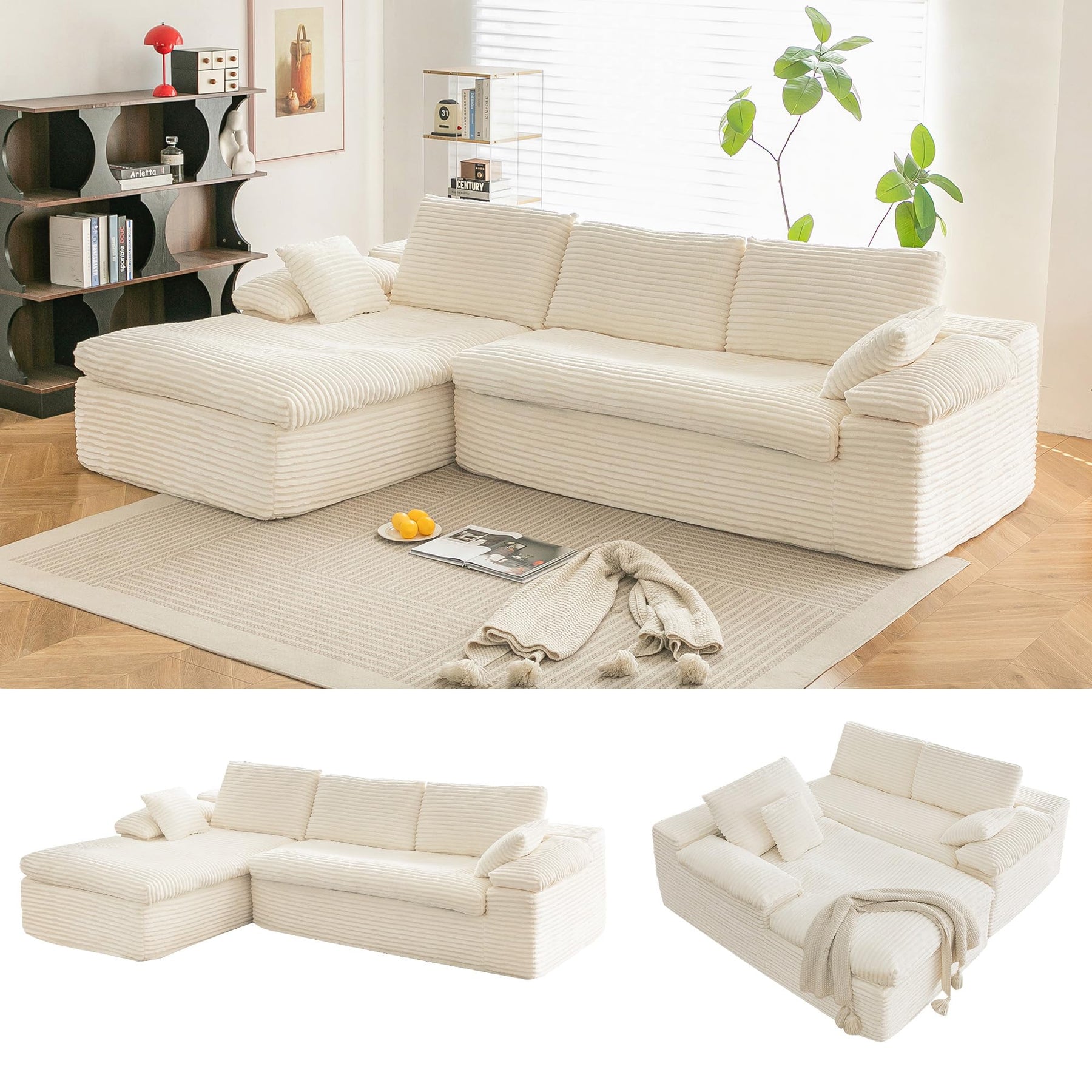 AECOJOY 110" L Shaped Modular Sectional Sofa for Living Room, Cloud Boneless Couch - Product image 3