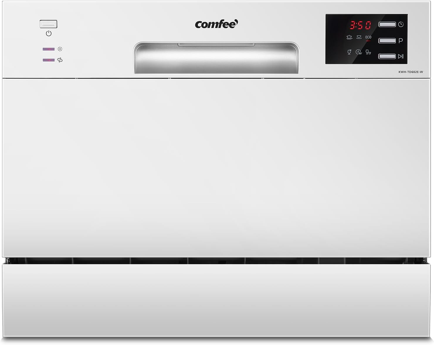 COMFEE' TD602E-W Compact free-standing dishwasher, LED display, 6.5 liters, white, noise level: 47 dB