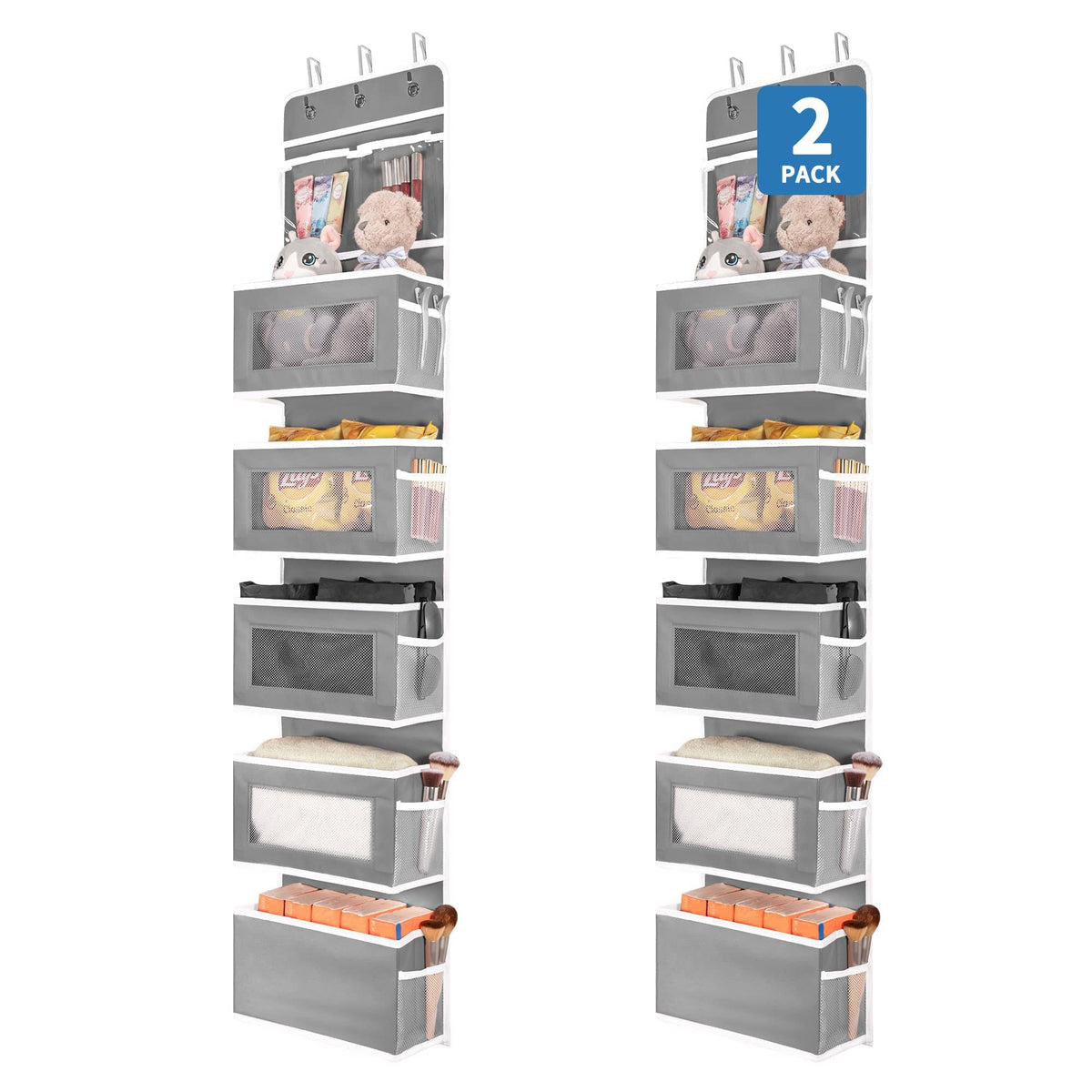 JARLINK 2 Pack 6-Shelf Over Door Hanging Organizer, Wall Mount Storage for Bedroom or Kitchen - Product image 1