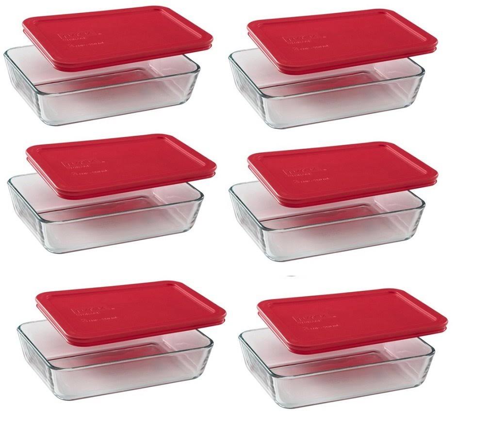 Pyrex 3cup Rectangle Food Storage Container Value Pack of 6 Containers - Product image 1