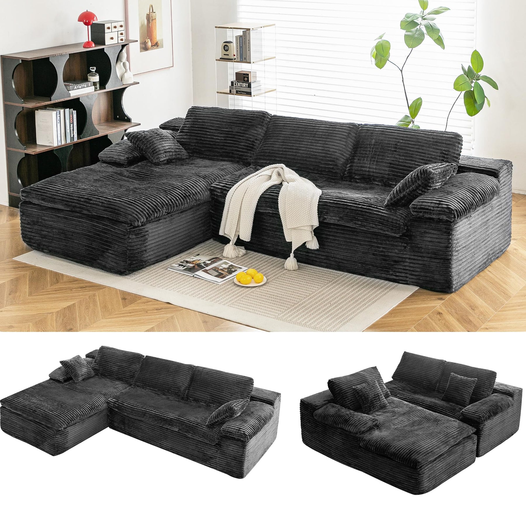 AECOJOY 110" L Shaped Modular Sectional Sofa for Living Room, Cloud Boneless Couch - Product image 2