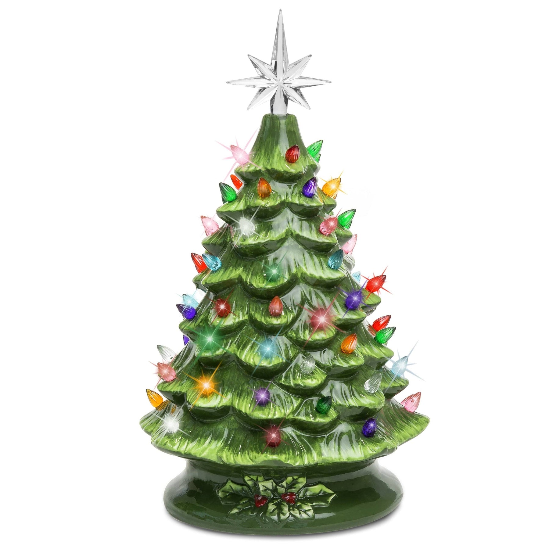 Best Choice Products 15in Pre-Lit Hand-Painted Ceramic Tabletop Christmas Tree w/ 64 Lights - Green - Product image 1