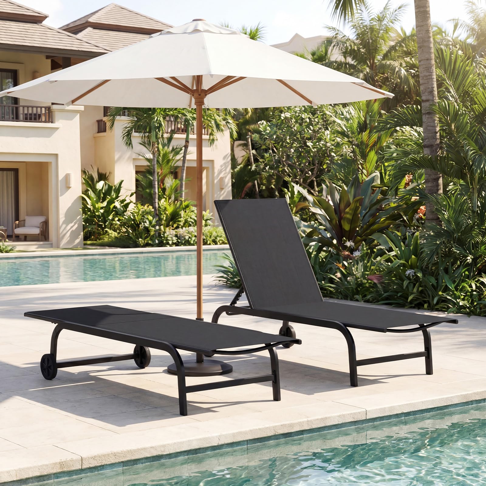 Tangkula Lounge Chair Outdoor 6-Position Recliner Metal Frame Breathable Fabric (1/2) - Product image 9