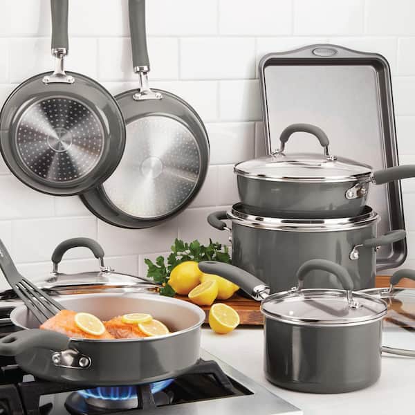 Create Delicious 13-Piece Aluminum Nonstick Cookware Set in Gray Shimmer - Product image 8