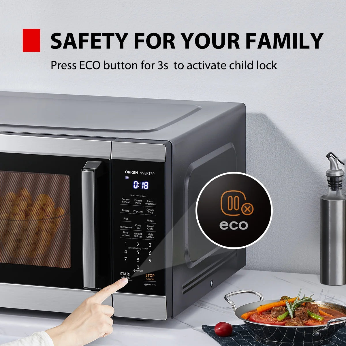 Toshiba 2.2 Cu. Ft. Countertop Microwave Oven, 1200 Watts, Stainless Steel - Product image 7