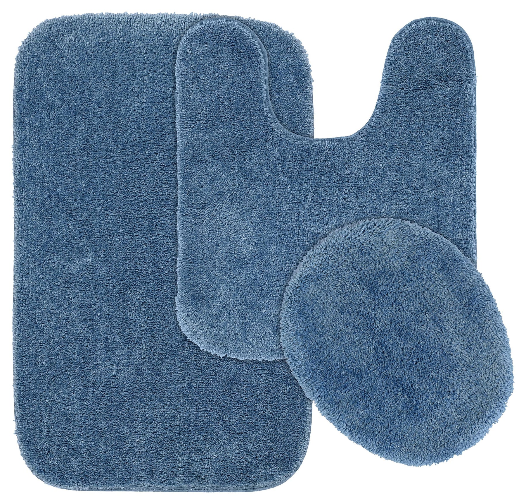 Garland Rug Traditional Plush 3 Piece Nylon Washable Bathroom Rug Set Basin Blue - Product image 1