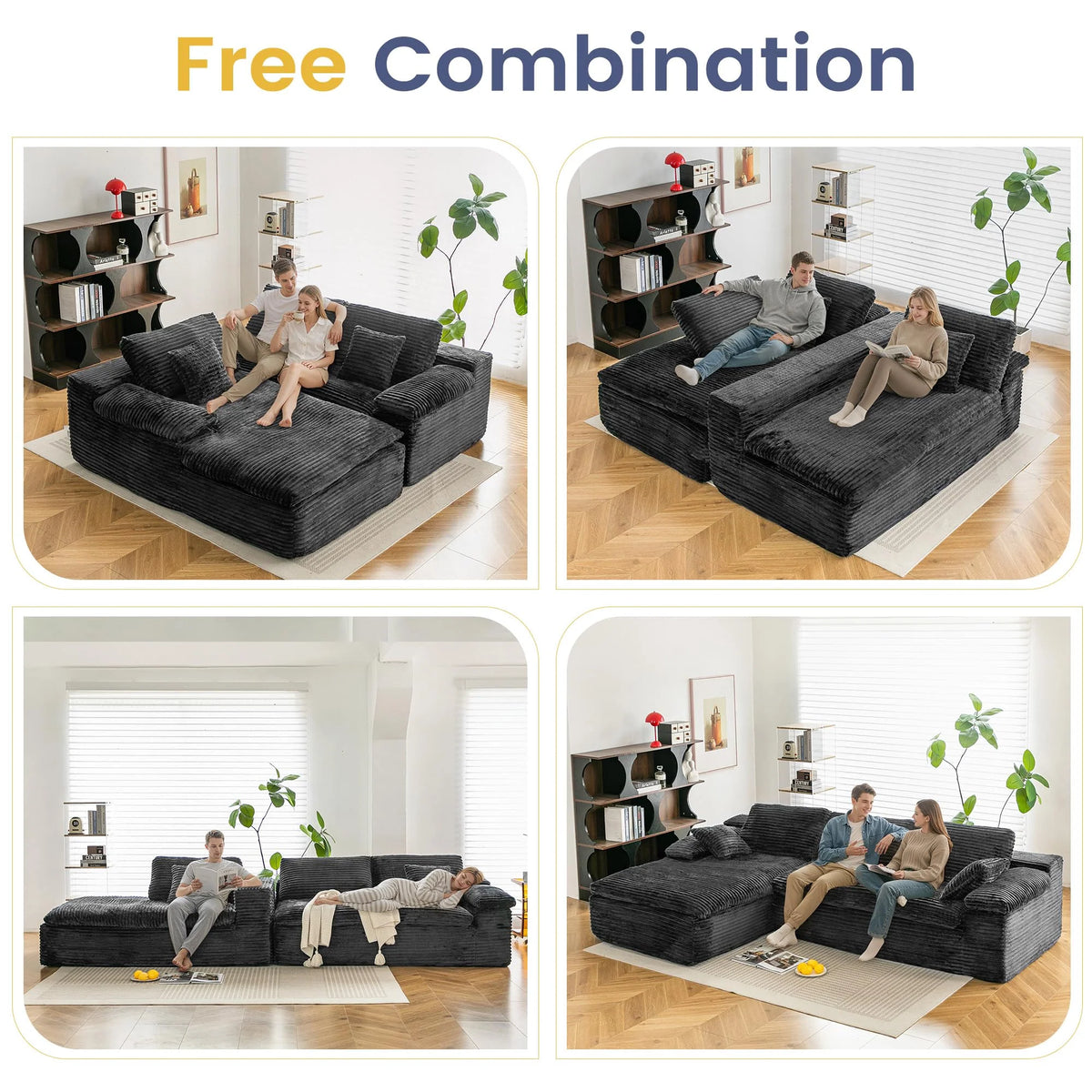 AECOJOY 110" L Shaped Modular Sectional Sofa for Living Room, Cloud Boneless Couch - Product image 6