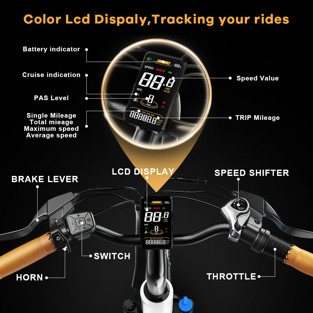 Velectrec Electric Bike 750W Motor, 26" Fat Tire 48V 10.4ah Battery 35 - 50miles Ebike - Product image 7