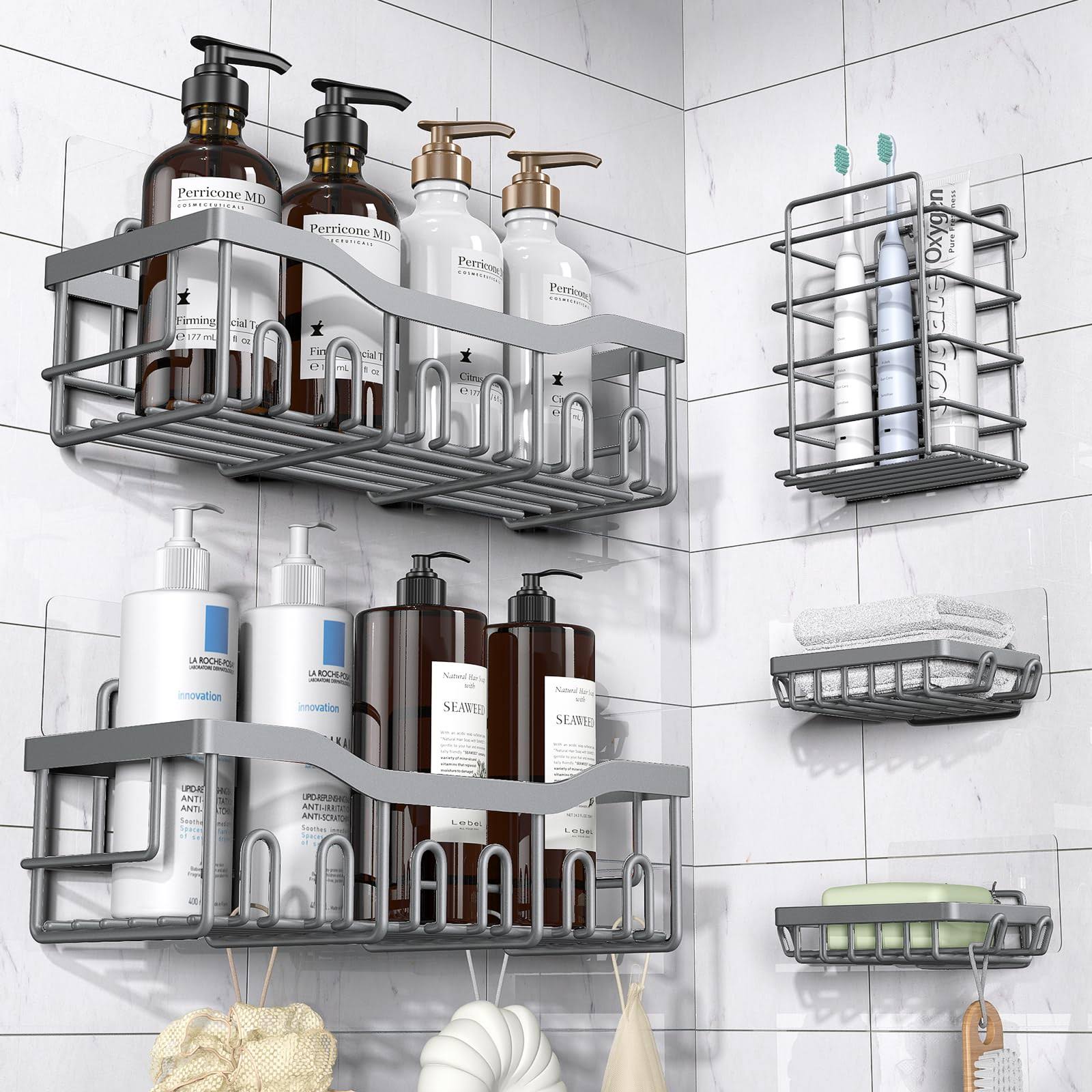 EUDELE Shower Caddy 5 Pack, Adhesive Shower Organizer for Bathroom Storage&Home Decor&Kitchen Organizers - Product image 1