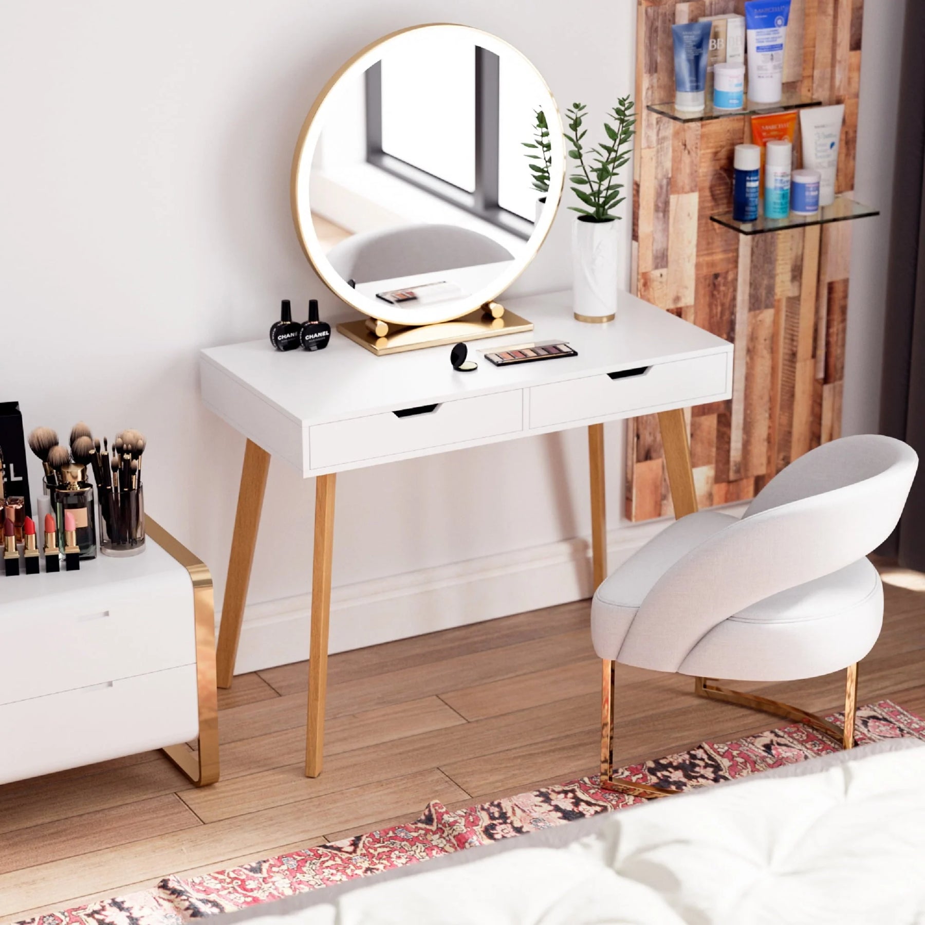Homfa White Desk with Drawers, Study Work Desk Table for Home Office Writing - Product image 4