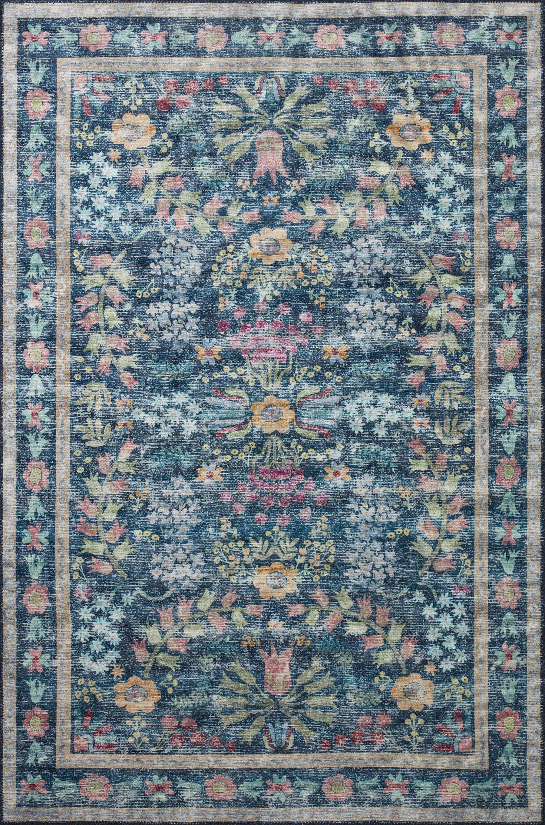 Rifle Paper Co. x Loloi 7'6" x 9'6" Blue/Multicolor Large Maison Frances (MAO-06) Area Rug - Product image 1
