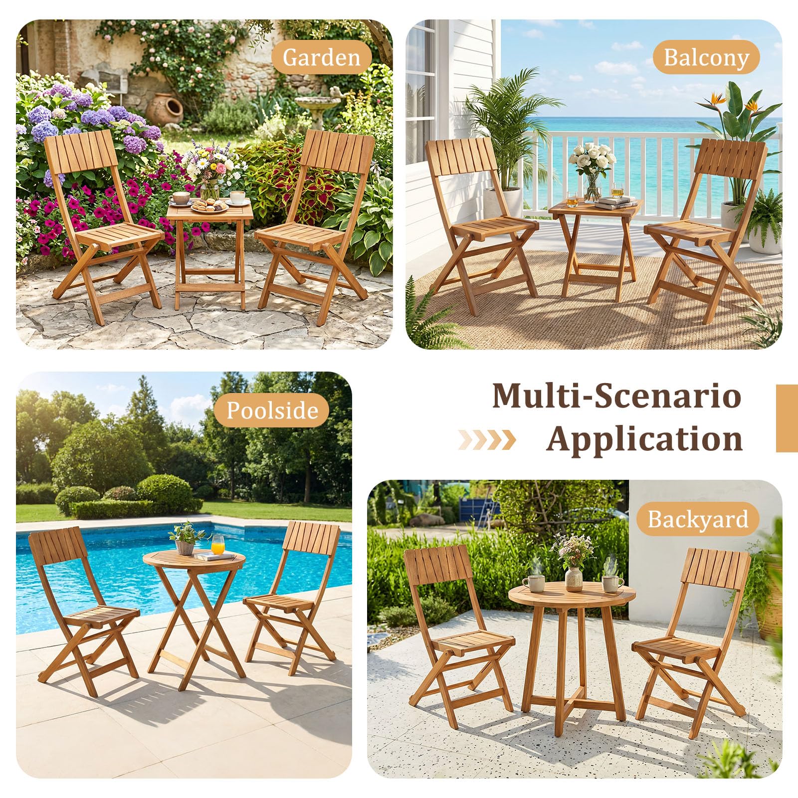 Tangkula Wood Foldable Patio Chairs Set of 2/4 - Product image 6