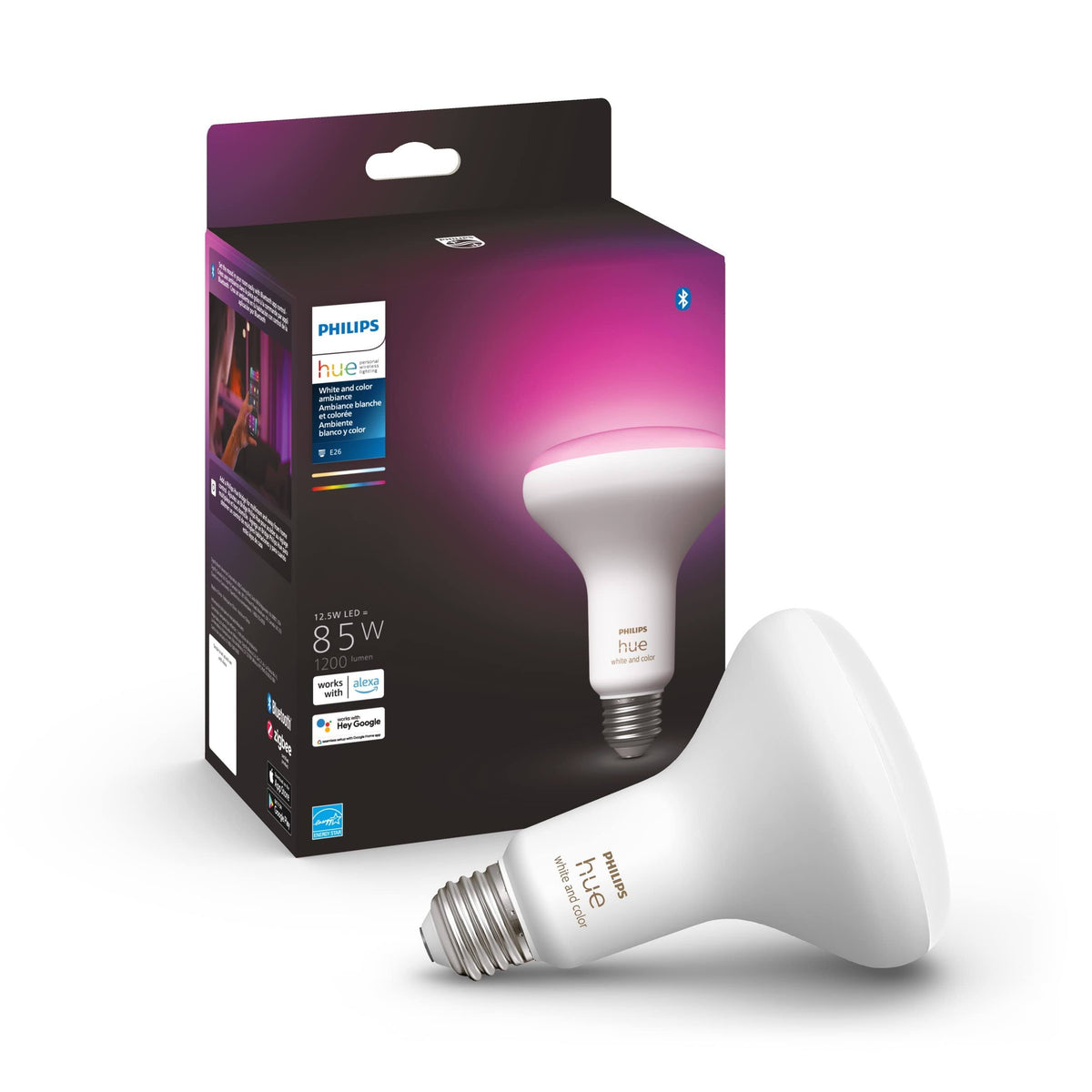 Philips - Hue BR30 Bluetooth 85W Smart LED Bulb - White and Color Ambiance - Product image 1