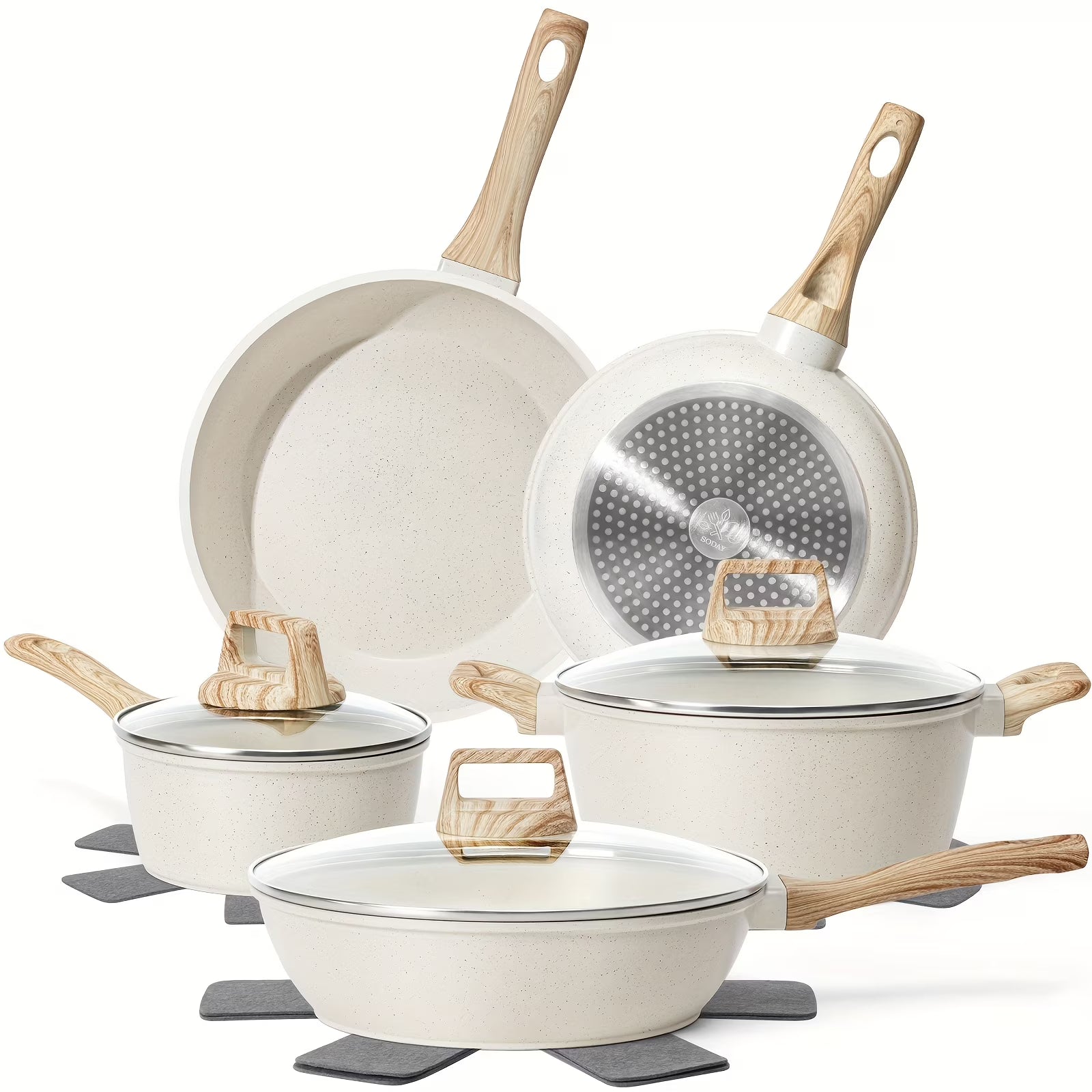 Non - Stick 12 POTS and Pans Set, Cookware Set, Including Frying Pan, Steamer, Silicone Spatula and Tongs - Product image 1
