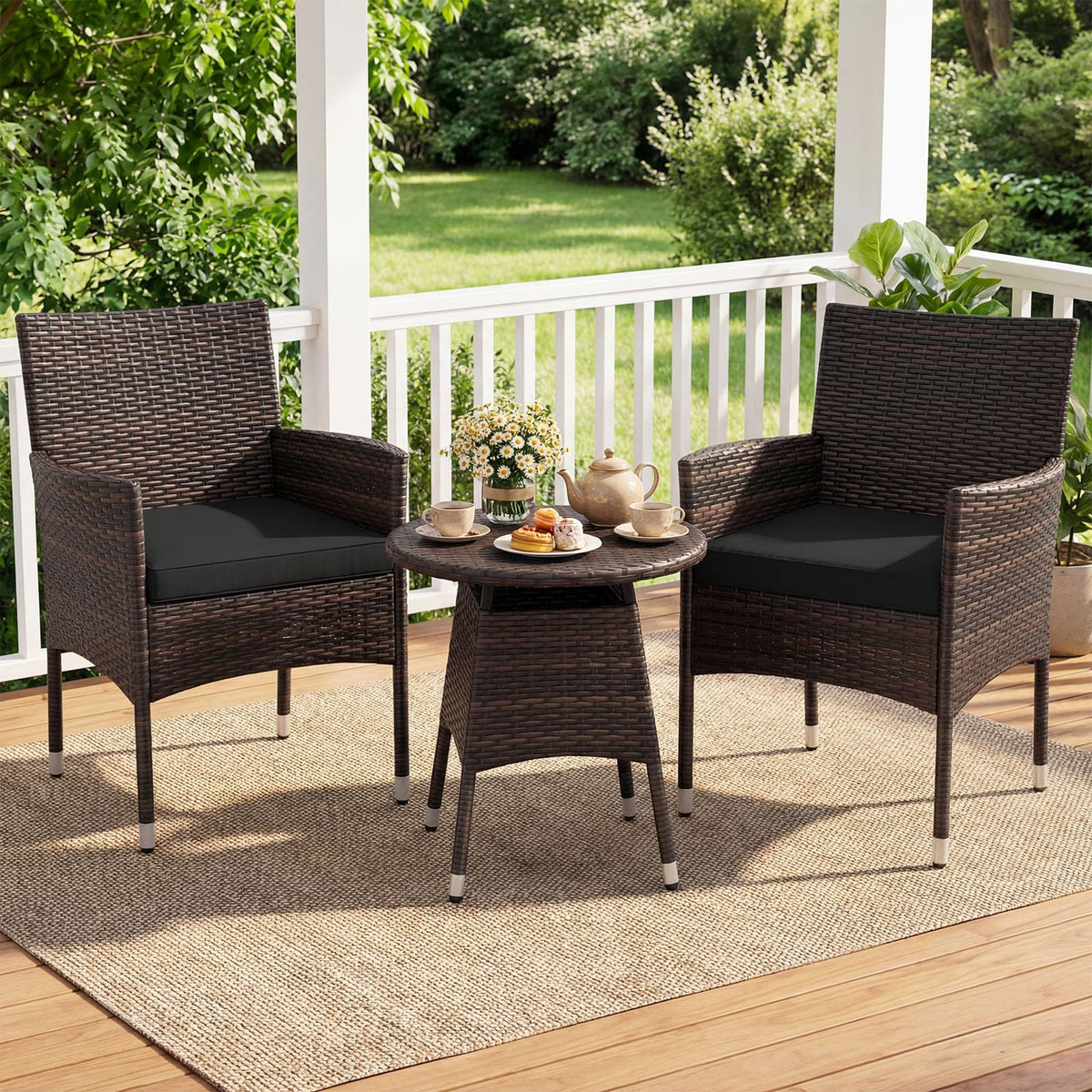 Tangkula 3 Piece Patio Furniture Set - Hand-Woven PE Wicker Conversation Set - Product image 2