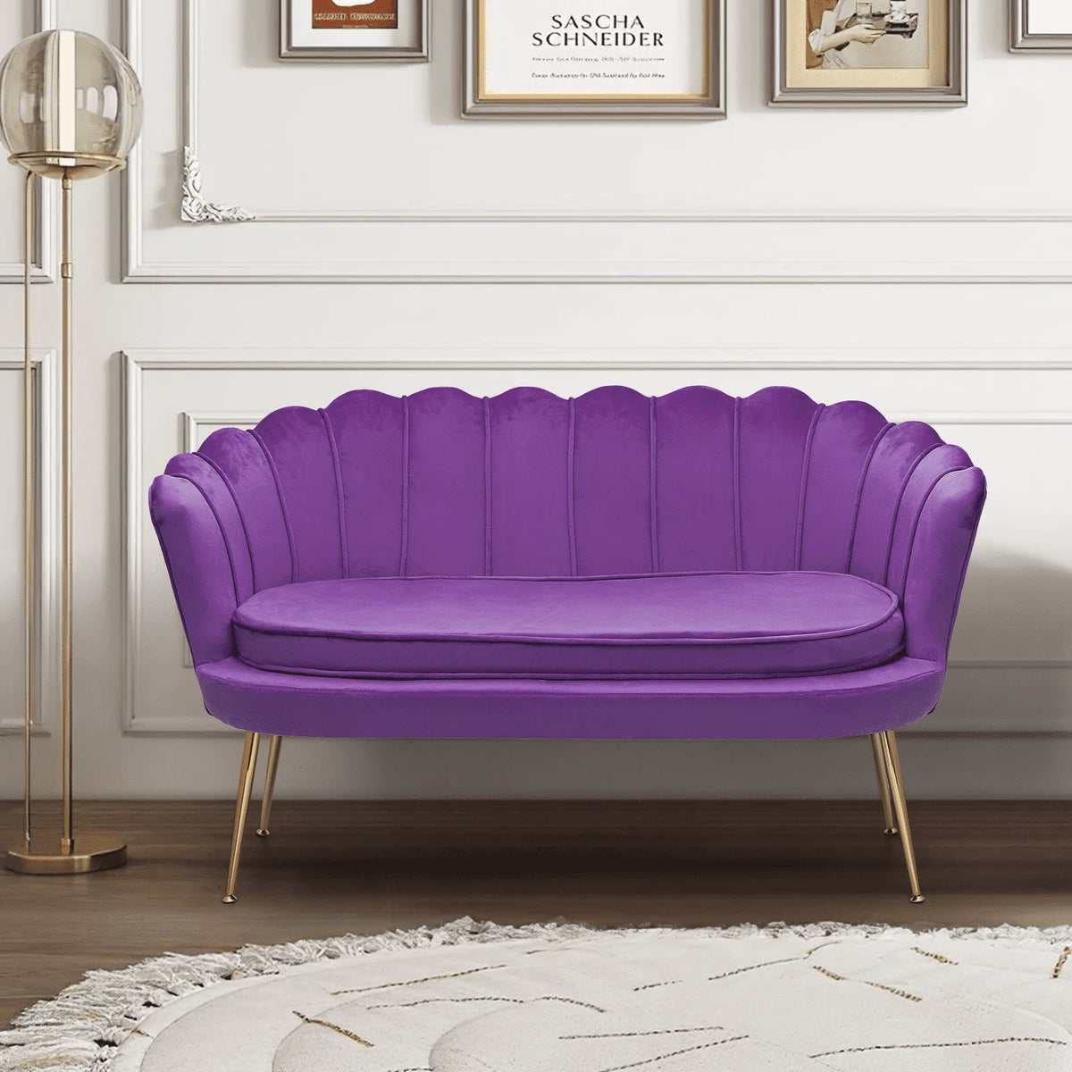 Monibloom Contemporary Velvet Loveseat Chair with Gold - Finished Metal Legs, 2 - Product image 7